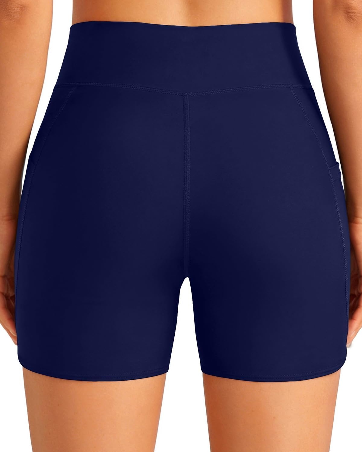 image:imageWomen High Waisted Swim Shorts 5 Bathing Suit Bottoms with Pockets 2026Navy
