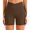 Women High Waisted Swim Shorts – 5″ Bathing Suit Bottoms with Pockets 2026(Brown)
