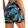 Women High Waisted Swim Shorts – 5″ Bathing Suit Bottoms with Pockets 2026(Tropic Leaves)