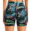 Women High Waisted Swim Shorts – 5″ Bathing Suit Bottoms with Pockets 2026(Tropic Leaves)