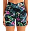 Women High Waisted Swim Shorts – 5″ Bathing Suit Bottoms with Pockets 2026(Tropic Leaves)